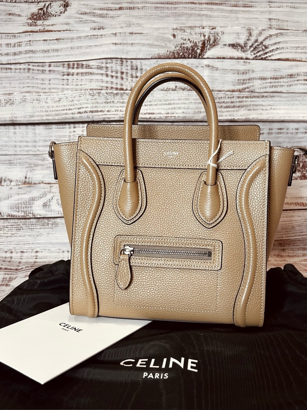 Celine Nano Pebbled Calfskin Leather Luggage